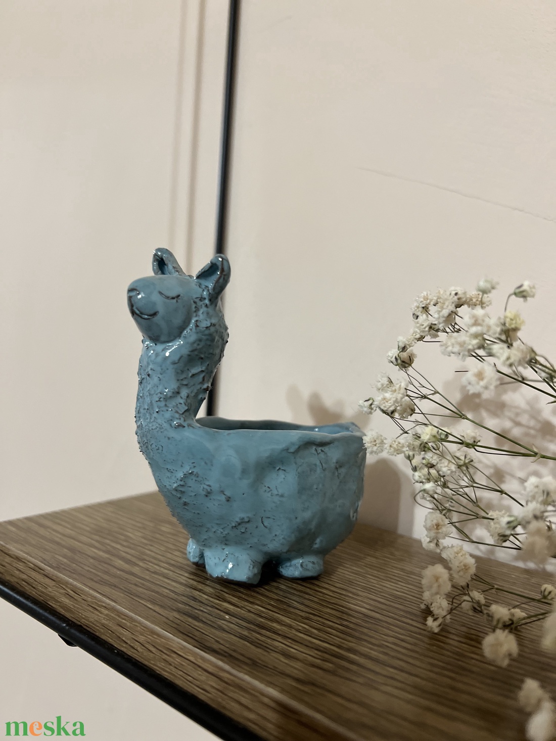 Kézzel készült kék kerámia alpaka - otthon & életmód - virágdekoráció - virágtartó - kaspó - Meska.hu