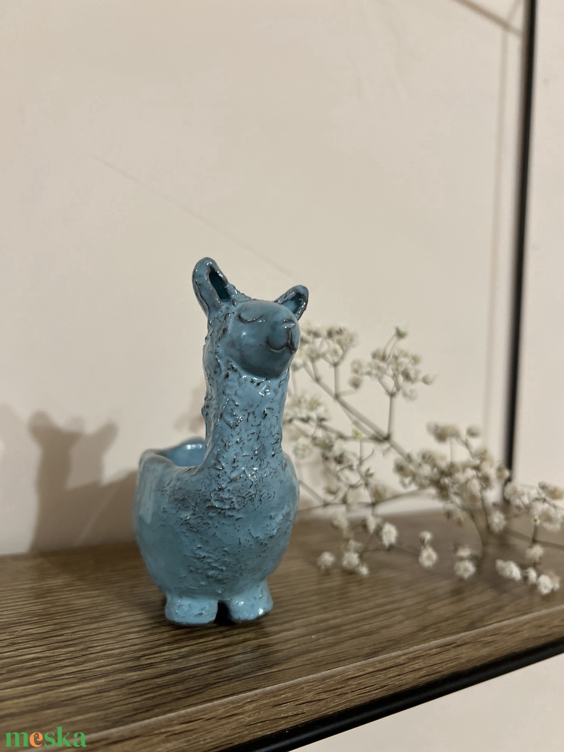 Kézzel készült kék kerámia alpaka - otthon & életmód - virágdekoráció - virágtartó - kaspó - Meska.hu
