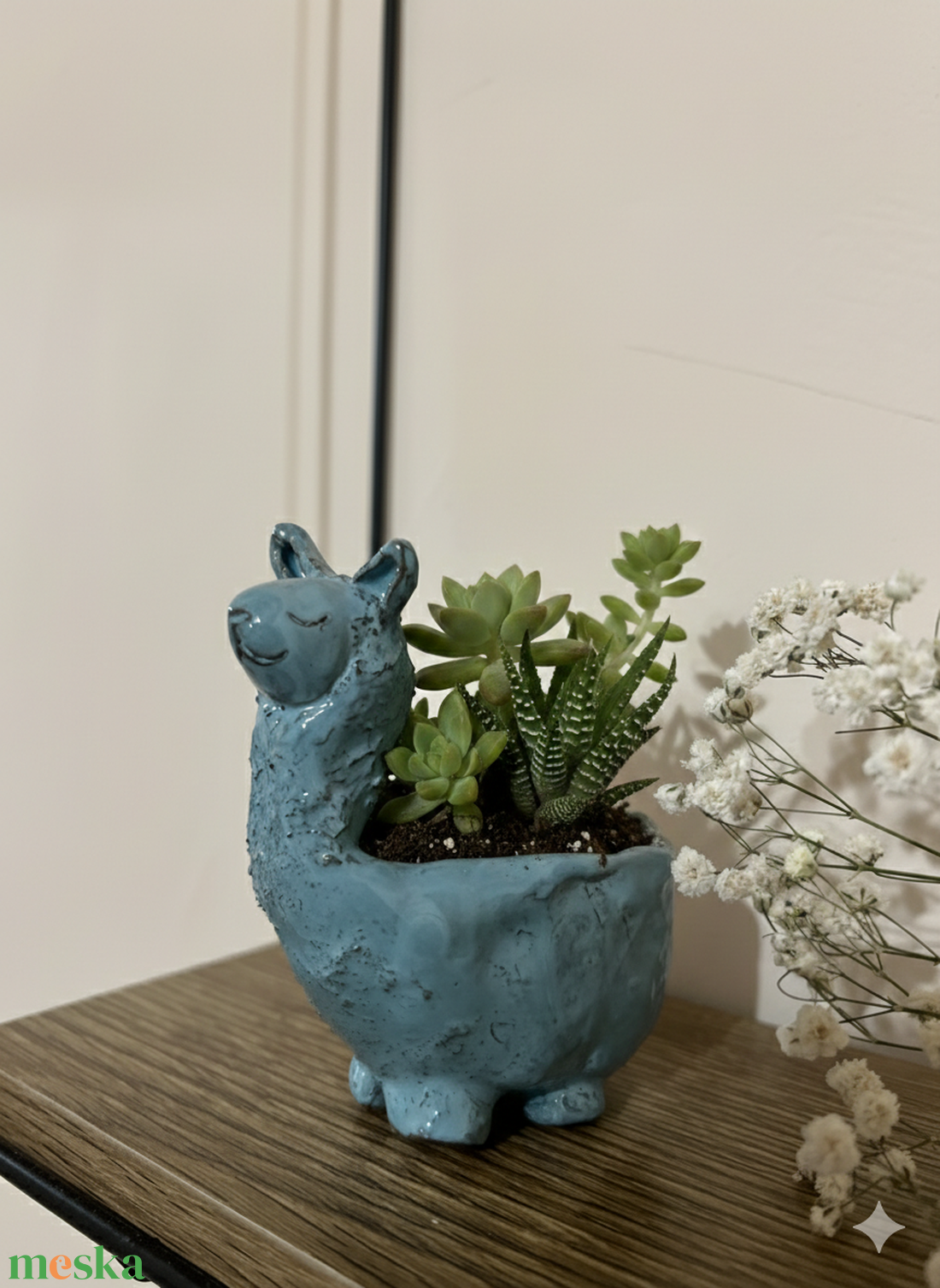 Kézzel készült kék kerámia alpaka - otthon & életmód - virágdekoráció - virágtartó - kaspó - Meska.hu