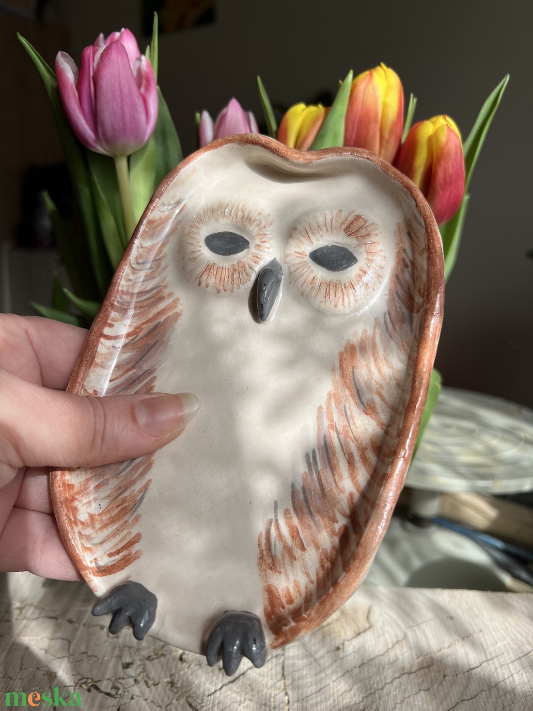 Kézzel készített kerámia baglyos tálka � Egyedi ajándék - otthon & életmód - konyhafelszerelés, tálalás - tálalás - tányér & étkészlet - Meska.hu