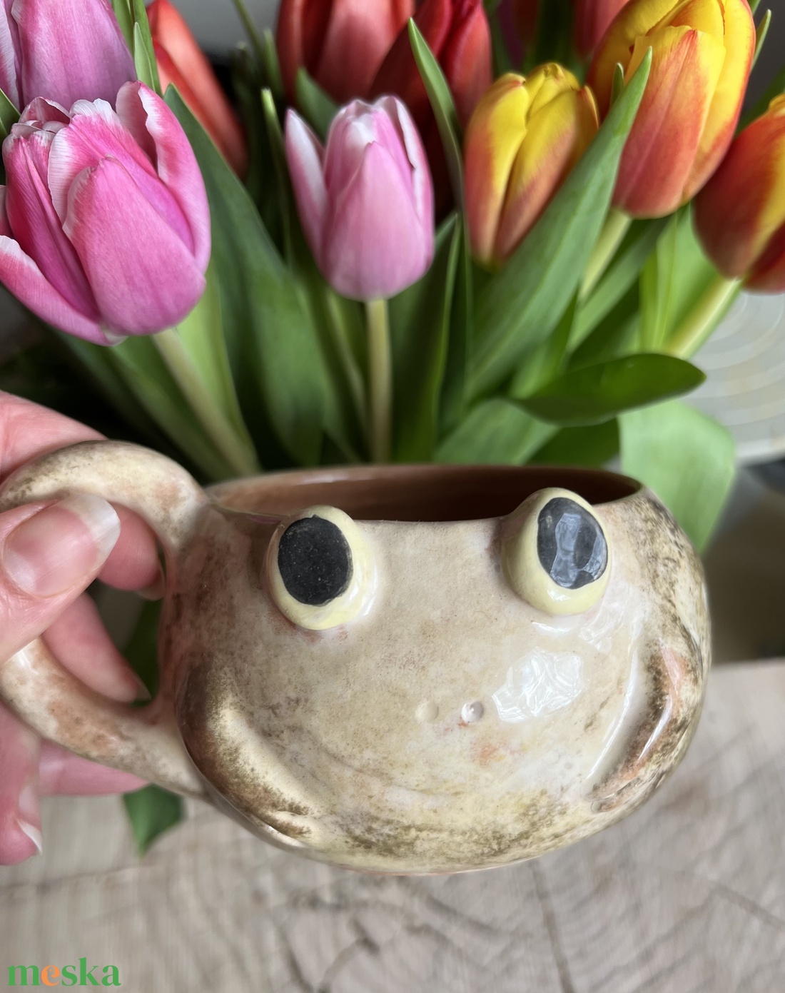 Vidám béka bögre � tökéletes ajándék, kb  300 ml - otthon & életmód - konyhafelszerelés, tálalás - tálalás - bögre & csésze - Meska.hu