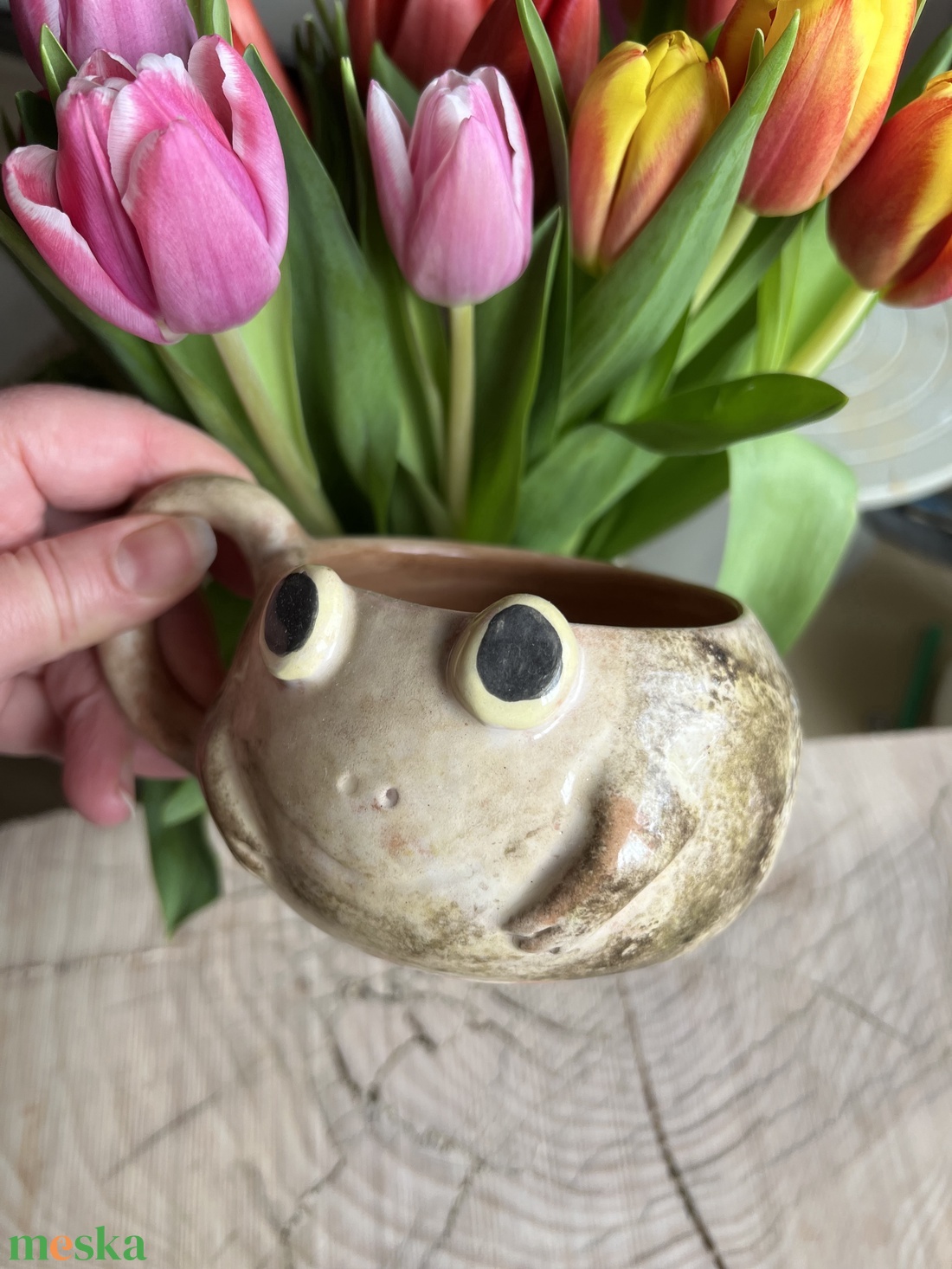 Vidám béka bögre � tökéletes ajándék, kb  300 ml - otthon & életmód - konyhafelszerelés, tálalás - tálalás - bögre & csésze - Meska.hu