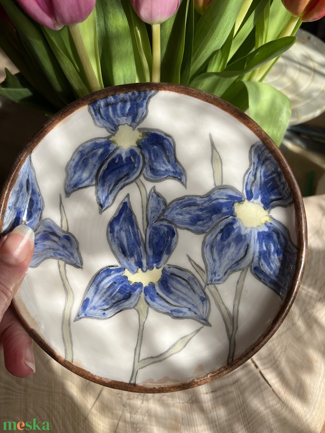 Kézzel készített kerámia desszertes tányér � Irisz 15 cm - otthon & életmód - konyhafelszerelés, tálalás - tálalás - tányér & étkészlet - Meska.hu