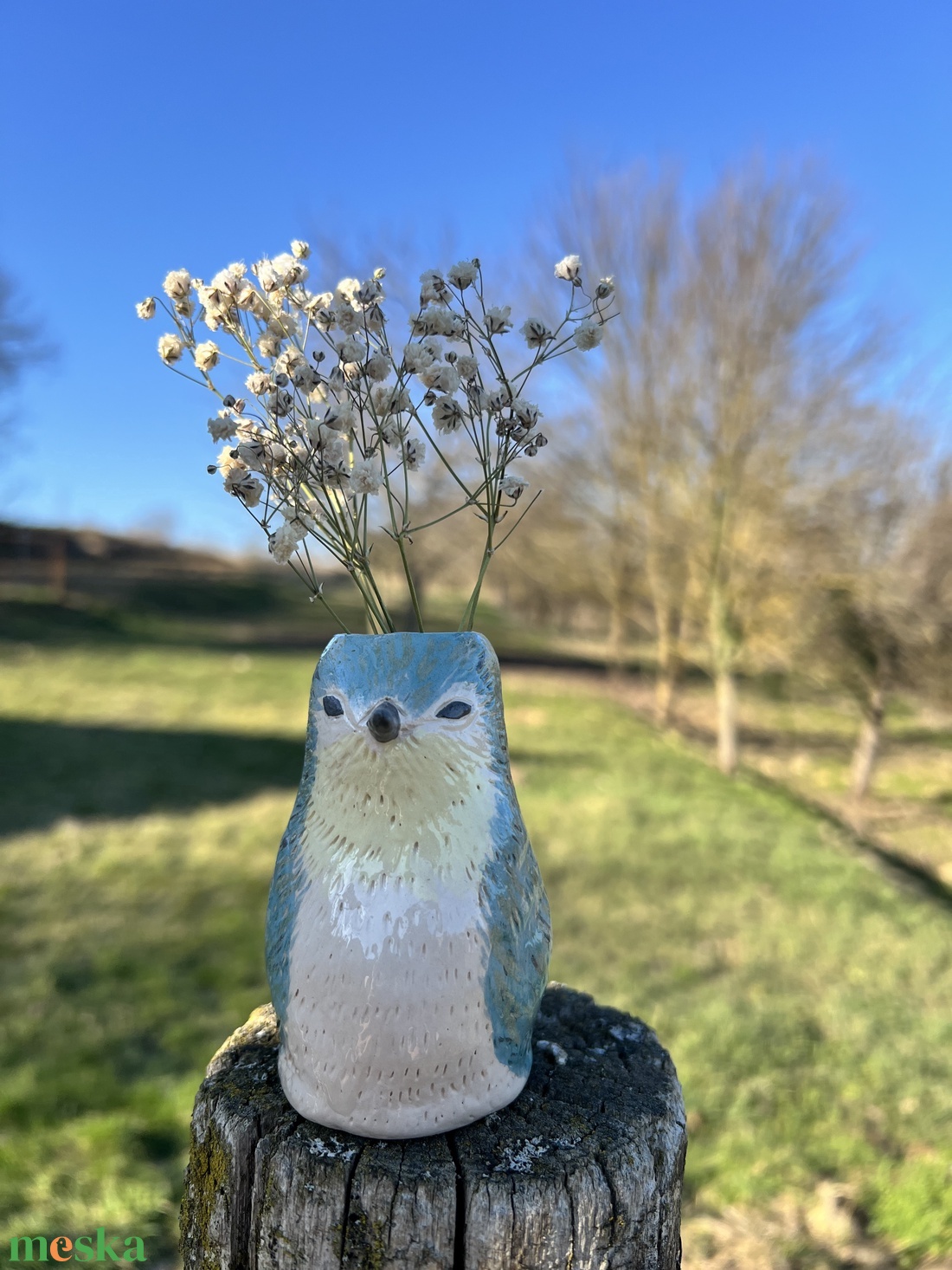 Tavaszi Hírnök � Kézzel festett kerámia madárka váza - otthon & életmód - virágdekoráció - virágtartó - váza - Meska.hu