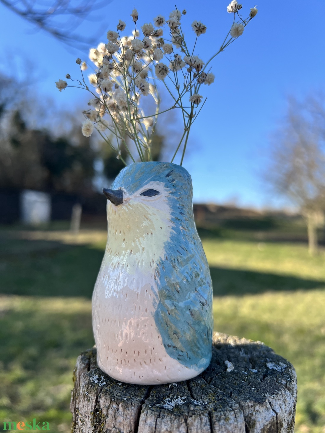 Tavaszi Hírnök � Kézzel festett kerámia madárka váza - otthon & életmód - virágdekoráció - virágtartó - váza - Meska.hu