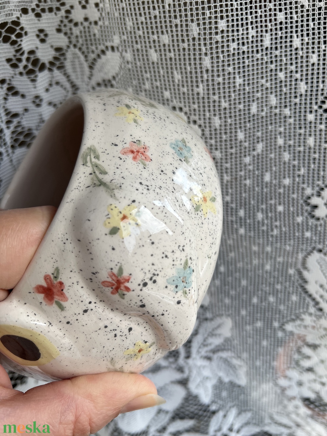 Kézzel festett békás tálka Béka rajongóknak� Virágmintás kerámia kaspó és tál (14x7 cm) - otthon & életmód - konyhafelszerelés, tálalás - tálalás - tányér & étkészlet - Meska.hu