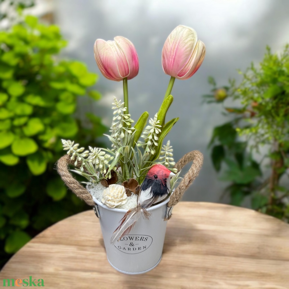 Bádogkaspós asztali dísz - ünnepi díszek, dekorációk - húsvéti díszek és dekorációk - húsvéti asztaldíszek - Meska.hu