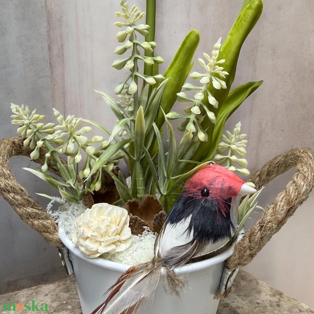 Bádogkaspós asztali dísz - ünnepi díszek, dekorációk - húsvéti díszek és dekorációk - húsvéti asztaldíszek - Meska.hu