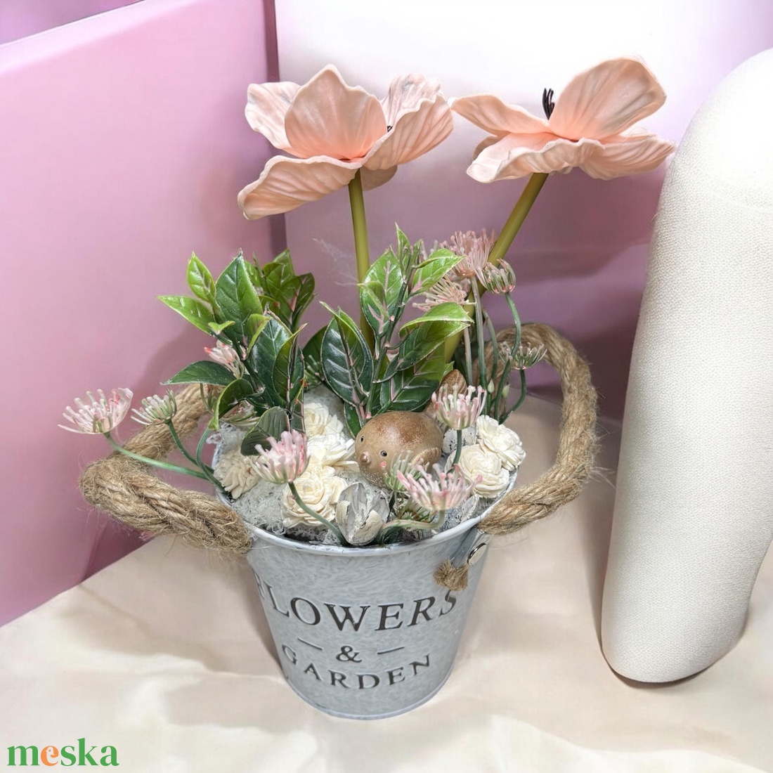 Bádogkaspós asztaldísz - ünnepi díszek, dekorációk - húsvéti díszek és dekorációk - húsvéti asztaldíszek - Meska.hu