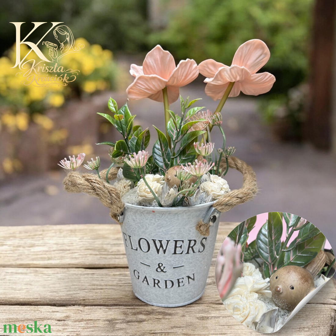 Bádogkaspós asztaldísz - ünnepi díszek, dekorációk - húsvéti díszek és dekorációk - húsvéti asztaldíszek - Meska.hu