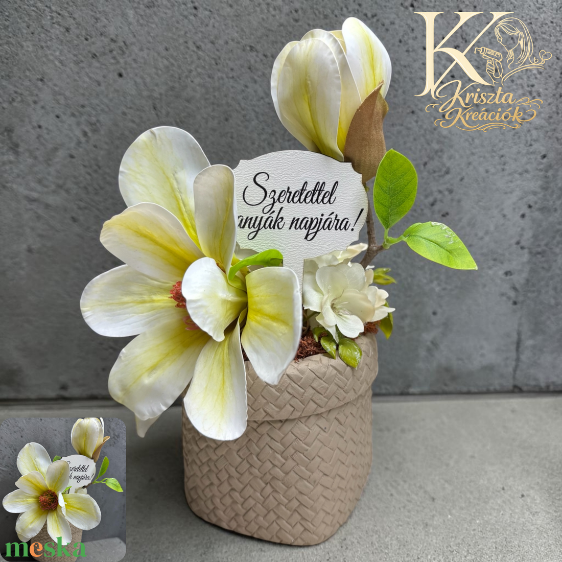 Magnólia dekoráció - otthon & életmód - dekoráció - asztal és polc dekoráció - asztaldísz - Meska.hu