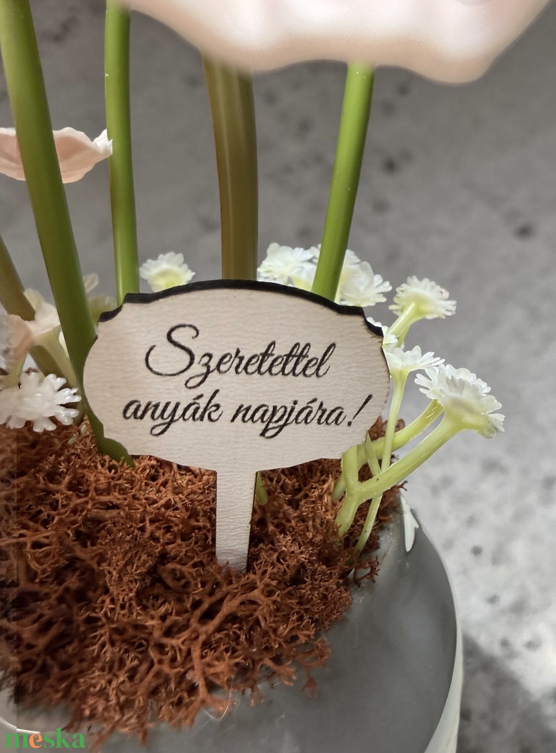  Pipacsos�tulipános asztaldísz � elegáns, szürke kaspóban  - otthon & életmód - dekoráció - asztal és polc dekoráció - asztaldísz - Meska.hu