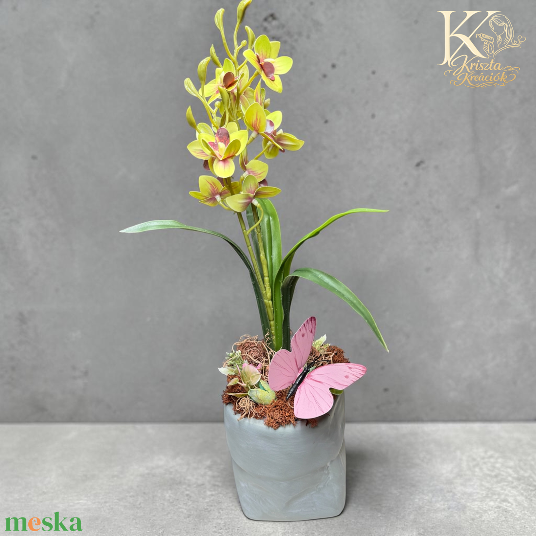  Orchideás asztaldísz pillangóval � elegáns, modern dekoráció  - otthon & életmód - dekoráció - asztal és polc dekoráció - asztaldísz - Meska.hu