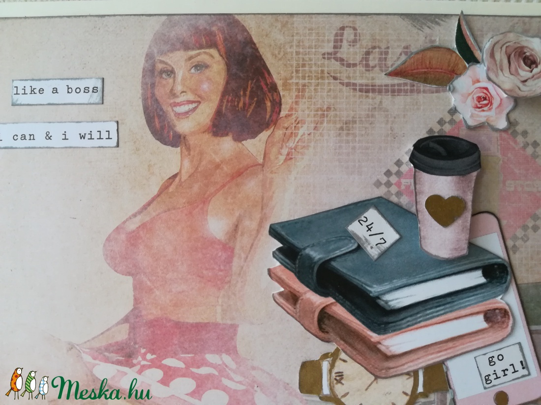 But first coffee - Go girl - 2 db képeslap - otthon & lakás - papír írószer - képeslap & levélpapír - Meska.hu