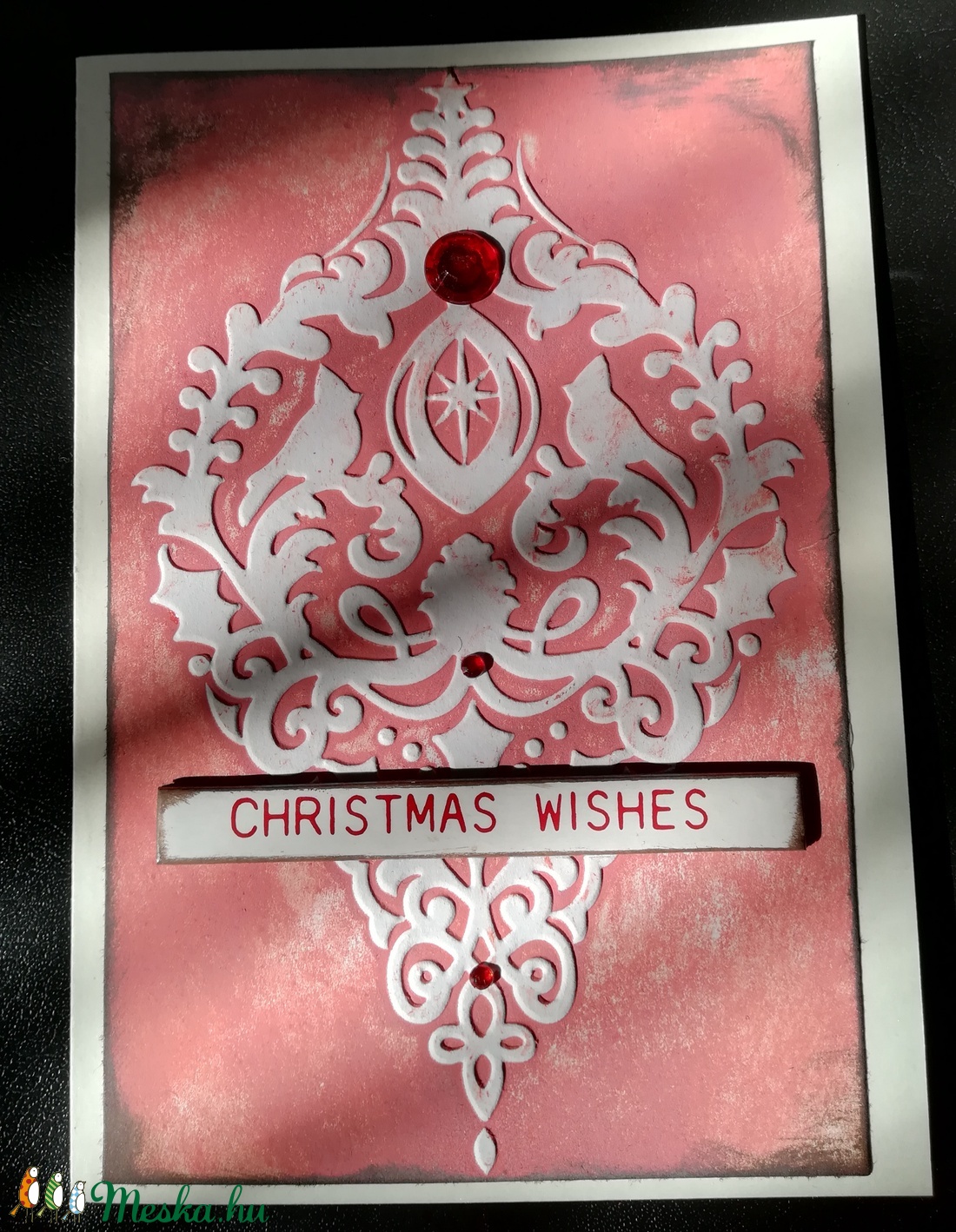 PIROS KARÁCSONY - 2 db képeslap - karácsony - karácsonyi ajándékozás - karácsonyi képeslap, üdvözlőlap, ajándékkísérő - karácsonyi ajándékozás - Meska.hu