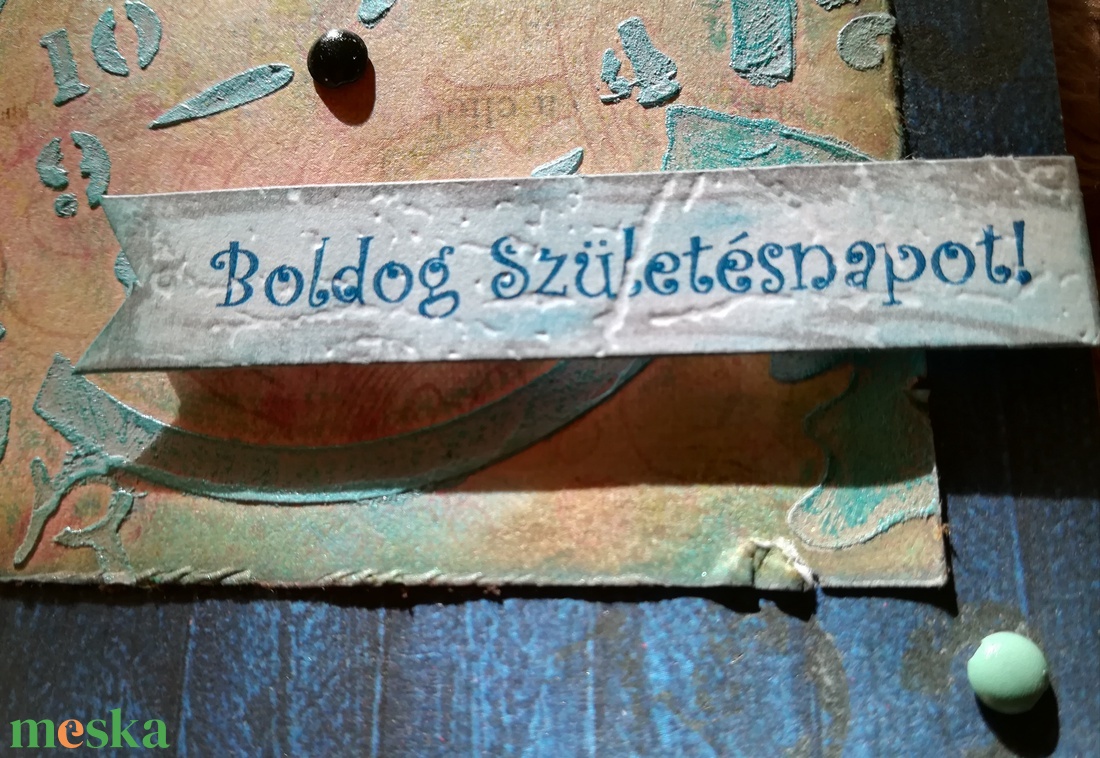 Órás-fogaskerekes, vintage jellegű szülinapi képeslap - 1 db - otthon & életmód - papír, írószer - Meska.hu