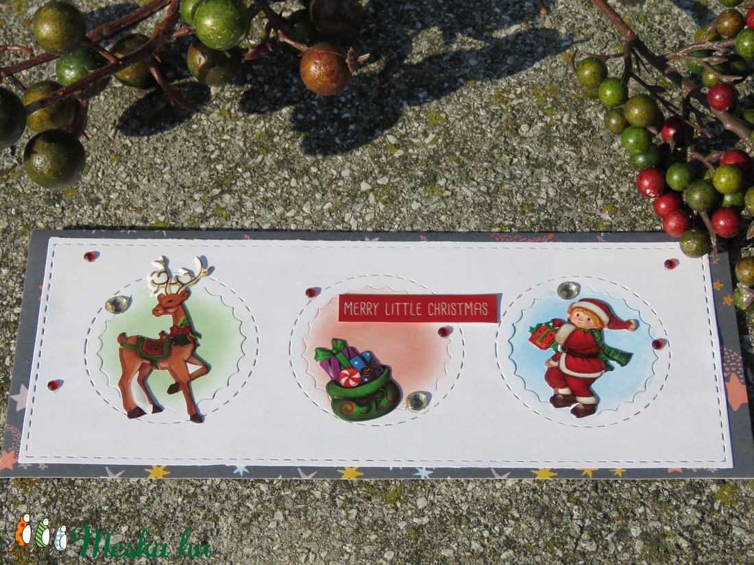 Hosszúkás (slimline) képeslapok - 2 db képeslap - karácsony - karácsonyi ajándékozás - karácsonyi képeslap, üdvözlőlap, ajándékkísérő - karácsonyi ajándékozás - Meska.hu