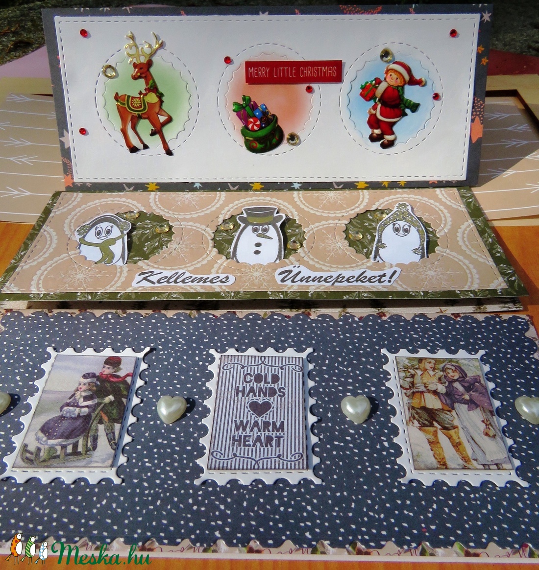 Hosszúkás (slimline) képeslapok - 2 db képeslap - karácsony - karácsonyi ajándékozás - karácsonyi képeslap, üdvözlőlap, ajándékkísérő - karácsonyi ajándékozás - Meska.hu