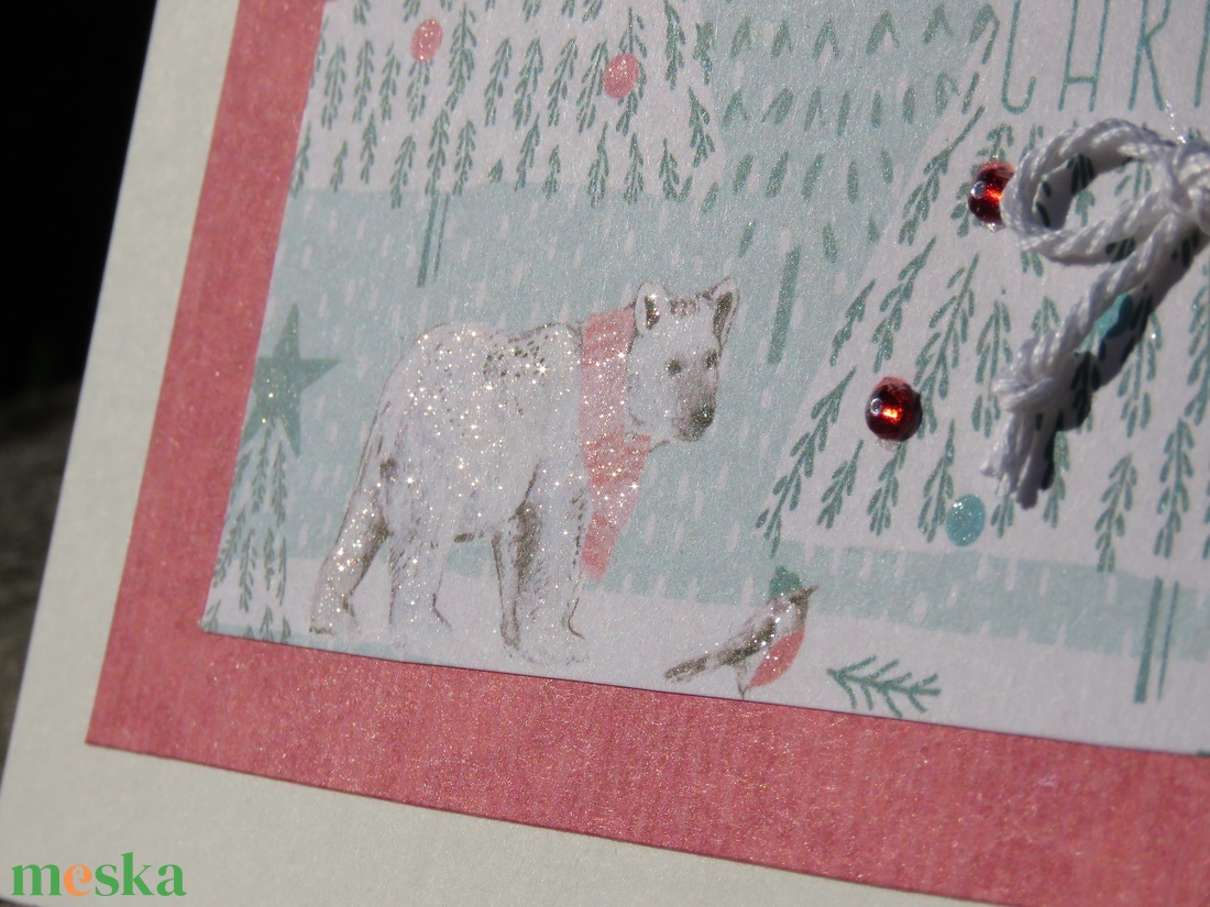 Pingvin család + jegesmedve - 2 db képeslap - karácsony - karácsonyi ajándékozás - karácsonyi képeslap, üdvözlőlap, ajándékkísérő - Meska.hu