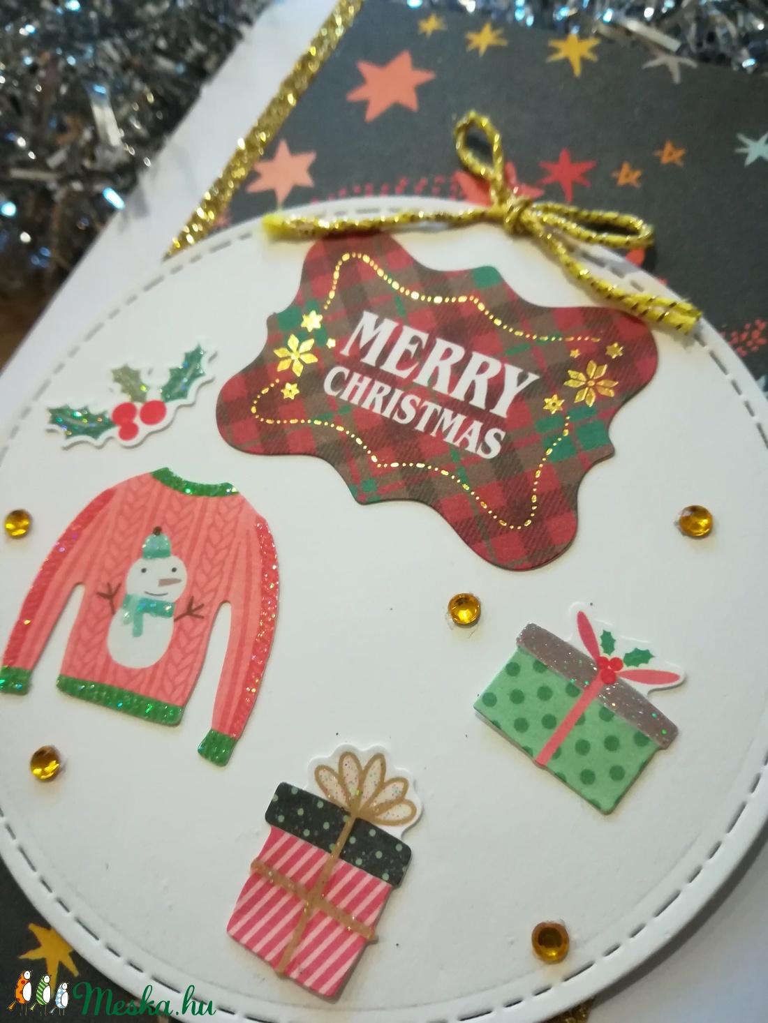 Pulóveres - 1 db képeslap - karácsony - karácsonyi ajándékozás - karácsonyi képeslap, üdvözlőlap, ajándékkísérő - Meska.hu