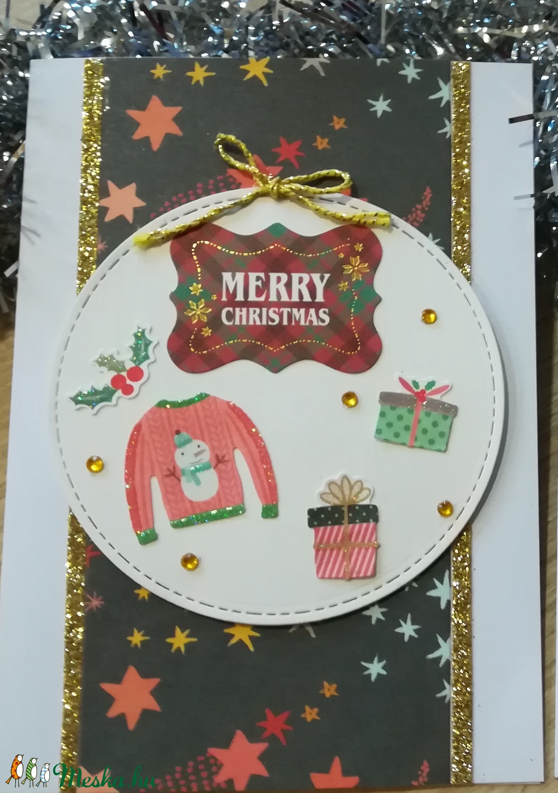 Pulóveres - 1 db képeslap - karácsony - karácsonyi ajándékozás - karácsonyi képeslap, üdvözlőlap, ajándékkísérő - Meska.hu