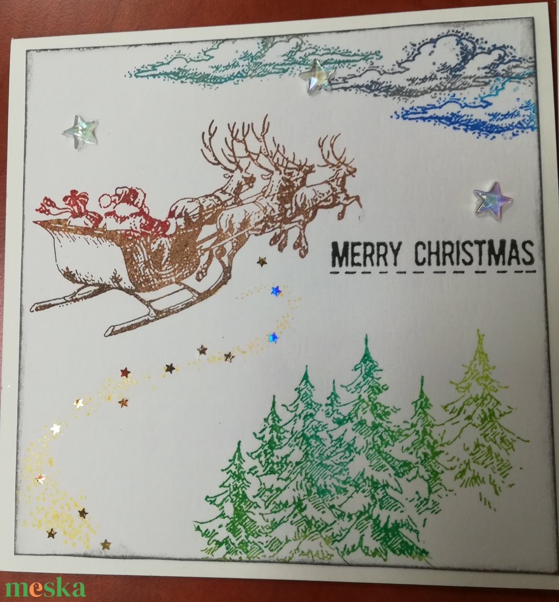 MIKULÁS SZÁN + ARANY SZARVAS - 2 db képeslap - karácsony - karácsonyi ajándékozás - karácsonyi képeslap, üdvözlőlap, ajándékkísérő - Meska.hu