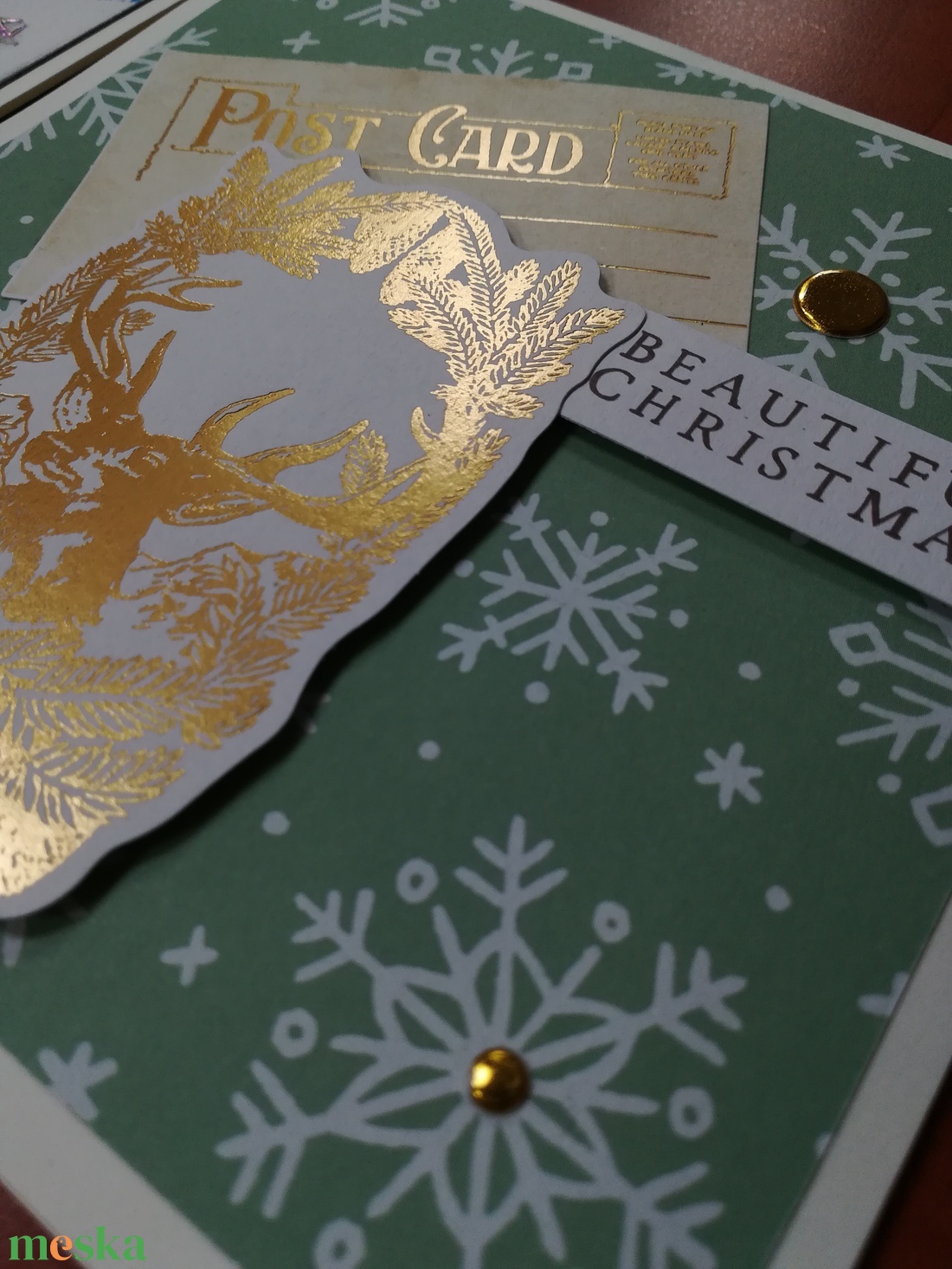 MIKULÁS SZÁN + ARANY SZARVAS - 2 db képeslap - karácsony - karácsonyi ajándékozás - karácsonyi képeslap, üdvözlőlap, ajándékkísérő - Meska.hu