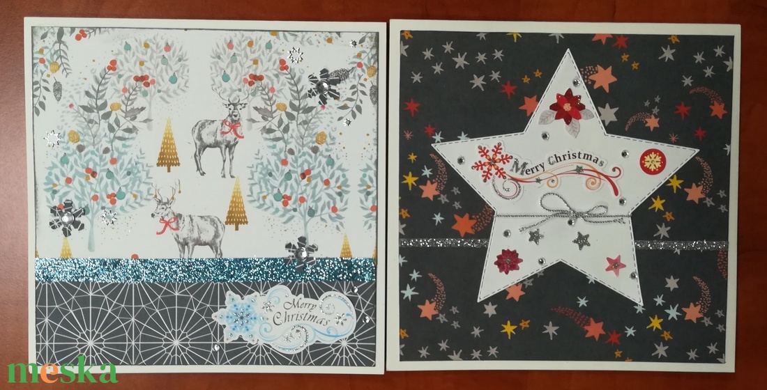 CSILLAG + ERDŐ - 2 db képeslap - karácsony - karácsonyi ajándékozás - karácsonyi képeslap, üdvözlőlap, ajándékkísérő - Meska.hu