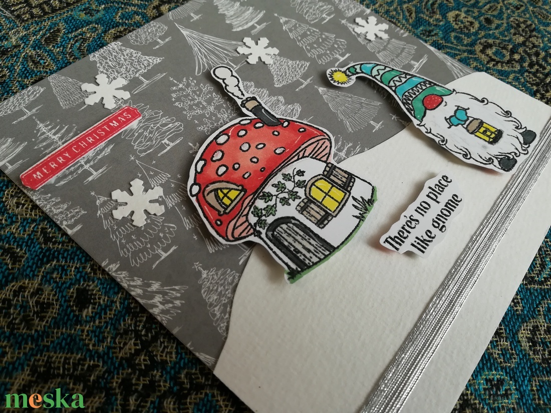 MANÓ GOMBAHÁZZAL + SÜTI - 2 db képeslap - karácsony - karácsonyi ajándékozás - karácsonyi képeslap, üdvözlőlap, ajándékkísérő - Meska.hu