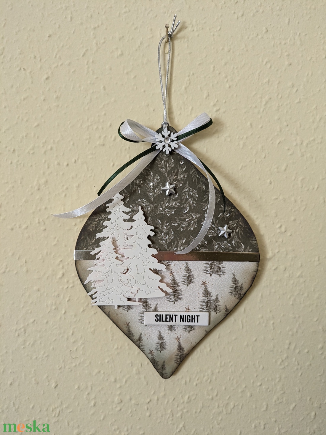 Silent night -1 db ajtódísz - karácsony - adventi díszek - adventi ajtódísz - Meska.hu