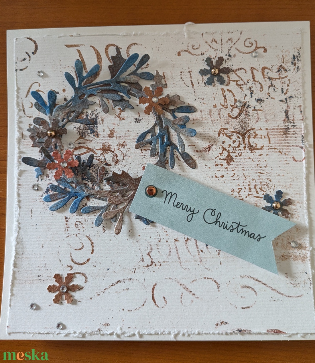 Karácsony (koszorú) - 1 db képeslap - karácsony - karácsonyi ajándékozás - karácsonyi képeslap, üdvözlőlap, ajándékkísérő - Meska.hu