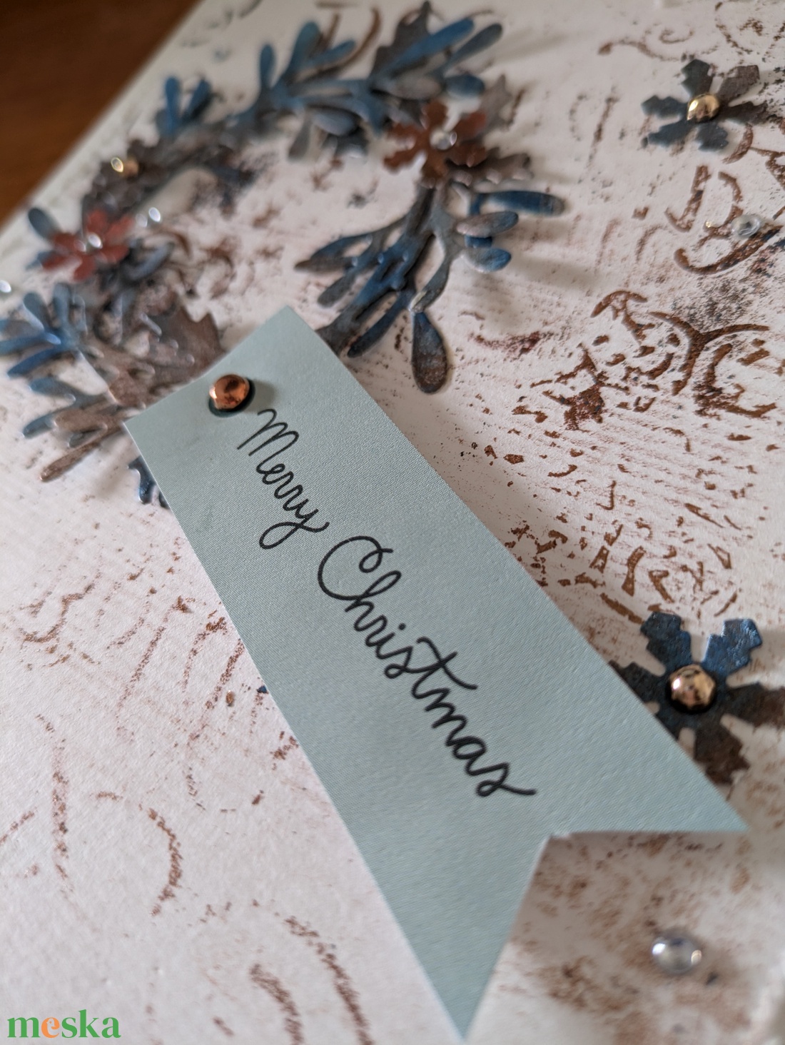 Karácsony (koszorú) - 1 db képeslap - karácsony - karácsonyi ajándékozás - karácsonyi képeslap, üdvözlőlap, ajándékkísérő - Meska.hu