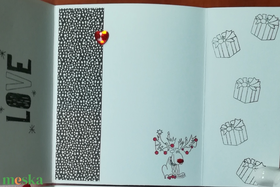 SANTA BABY - 1 db képeslap PIROS FEKETE színben - karácsony - karácsonyi ajándékozás - karácsonyi képeslap, üdvözlőlap, ajándékkísérő - Meska.hu