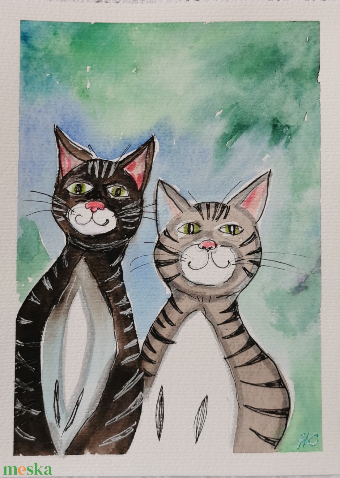 Macska haverok - művészet - festmény - akvarell - Meska.hu