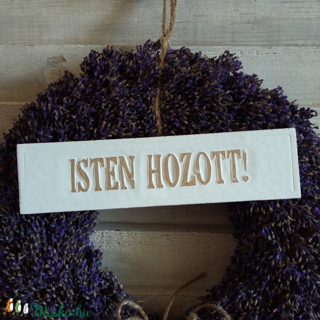   Levendula koszorú isten hozott táblával.  -  - Meska.hu
