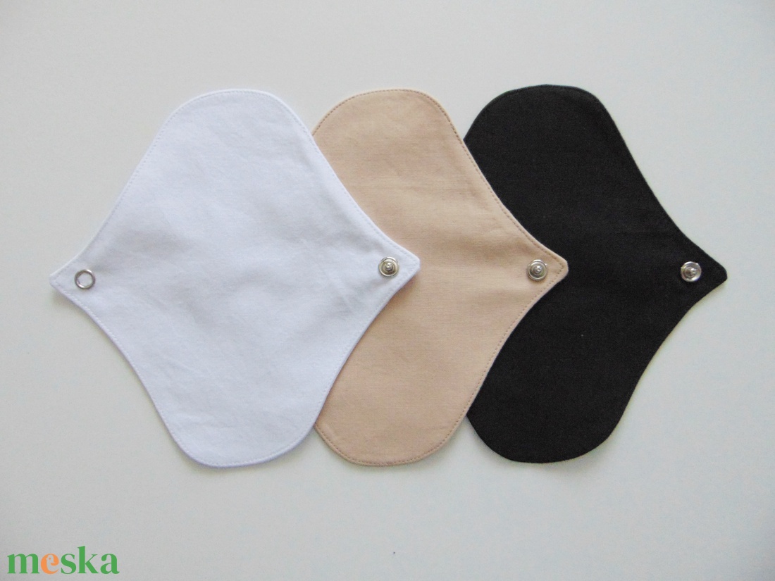 Mosható tisztasági betét- fekete-fehér-bézs (3 db/ cs)/ mosható textil betét,  mosibetét, zero waste - szépségápolás - intim higiénia - tisztasági betét - Meska.hu