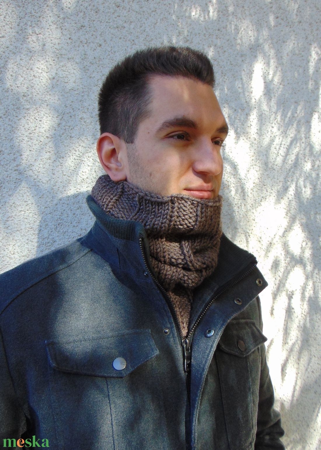 Ro- FÉRFI csősál - barna/ Vastag, puha és meleg csősál - ruha & divat - sál, sapka, kendő - sál - Meska.hu