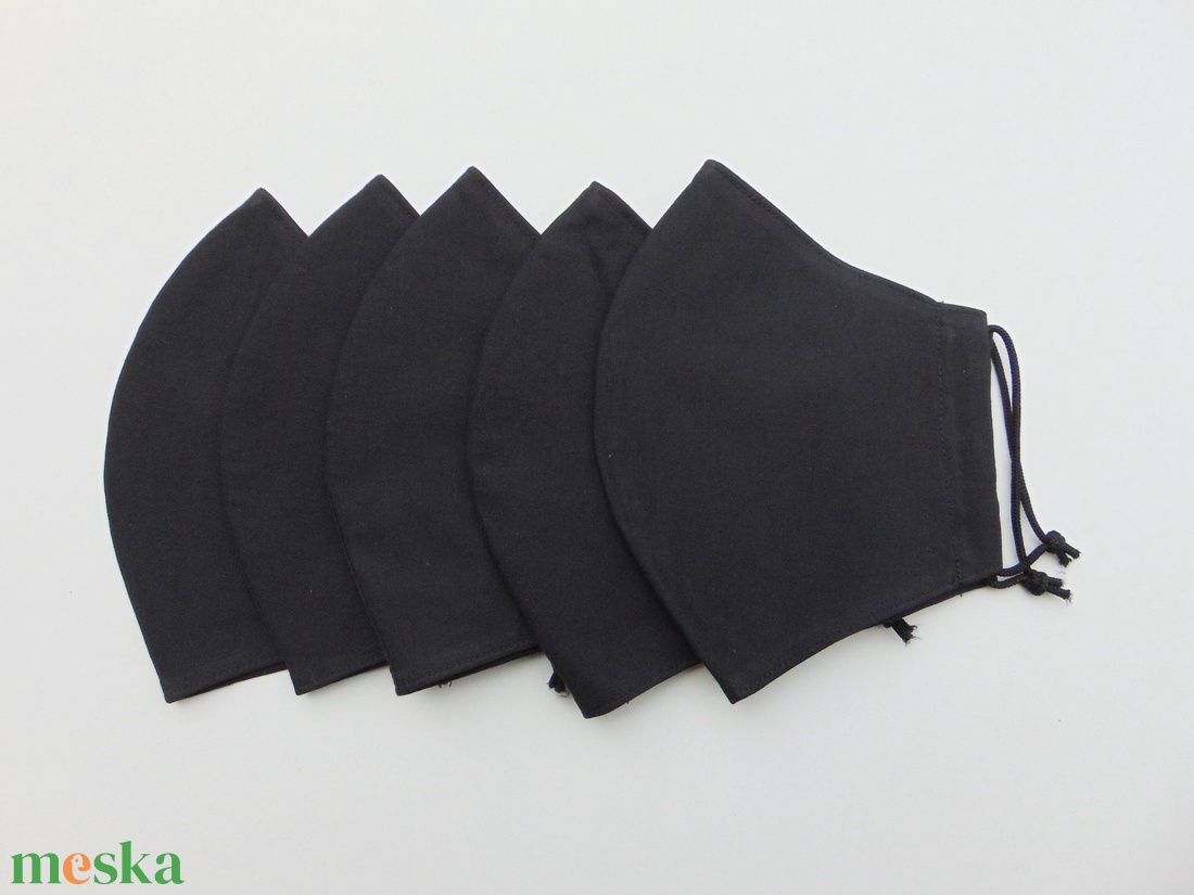 5 db/cs Fekete szájmaszk (16 cm) Fülre akasztós / textil szájmaszk, többször használható szájmaszk - maszk, arcmaszk - férfi & uniszex - Meska.hu