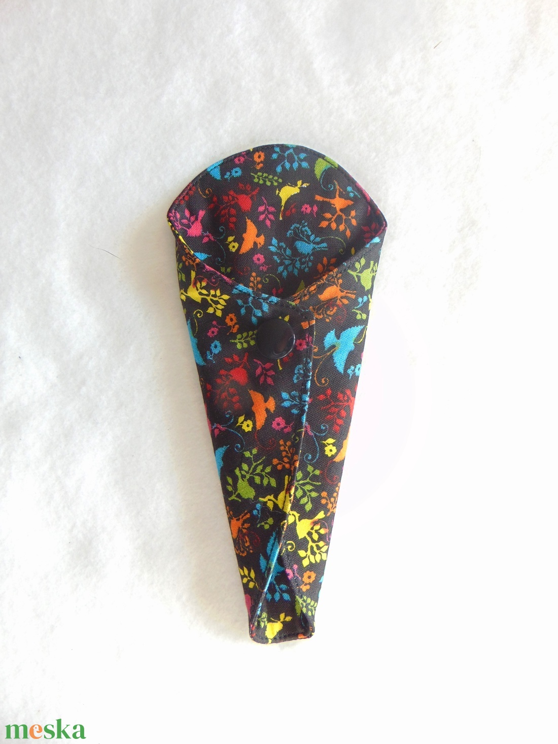Mosható tanga tisztasági betét / fekete- színes madár mintás   - szépségápolás - intim higiénia - tisztasági betét - Meska.hu