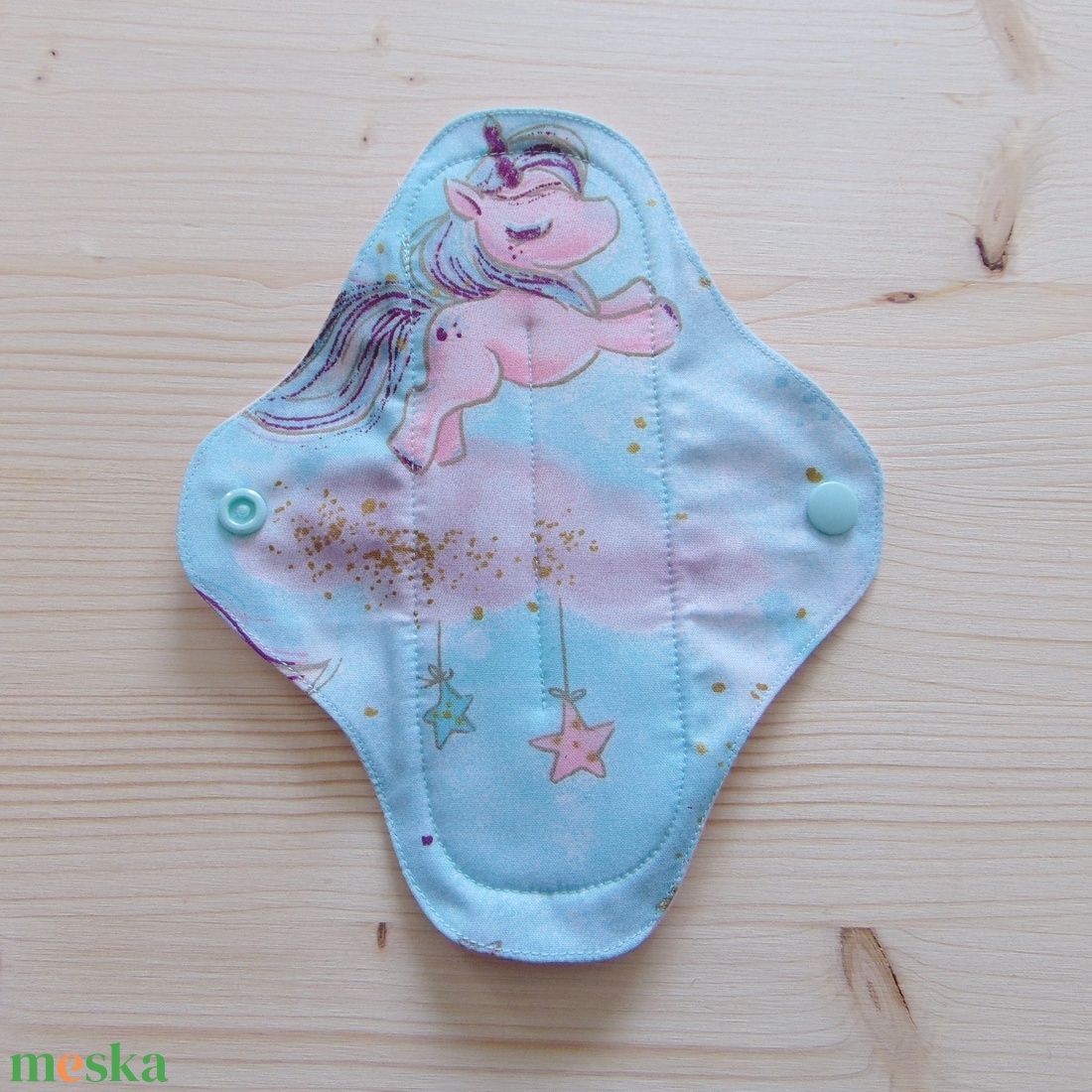 20 cm-es mosható betét / menta- rózsaszín unikornis mintás   - szépségápolás - intim higiénia - intimbetét - Meska.hu