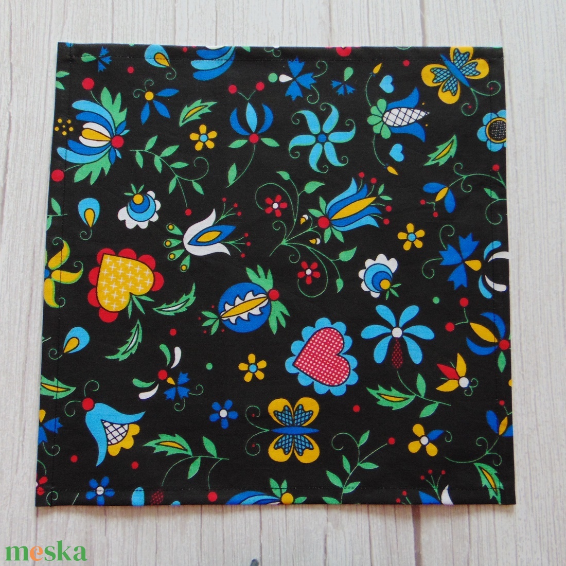 Textil szalvéta: Fekete - népi motívum - táska & tok - uzsonna- & ebéd tartó - szendvics csomagoló - Meska.hu Textil szalvéta: Fekete - népi motívum - táska & tok - uzsonna- & ebéd tartó - szendvics csomagoló - Meska.hu