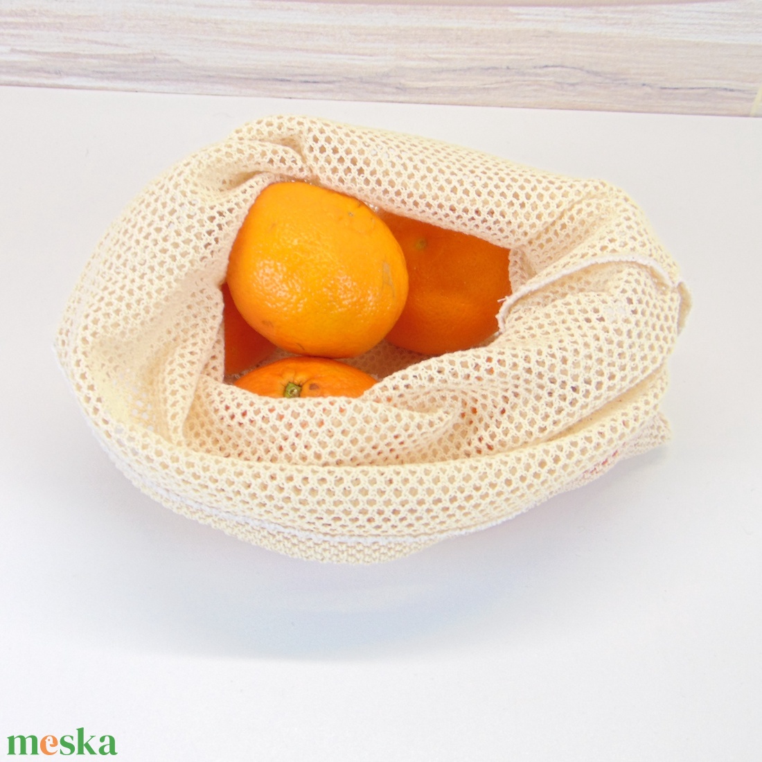 Hálós pamut zsák  / nyers / bevásárló tasak, mosózsák, tároló zsák - táska & tok - bevásárlás & shopper táska - zöldség/gyümölcs zsák - Meska.hu