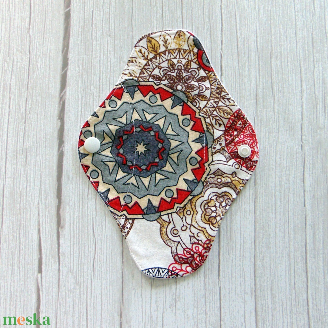 Mosható tisztasági betét - piros mandala / mosható textil betét, környezetbarát, többször használható - szépségápolás - intim higiénia - tisztasági betét - Meska.hu