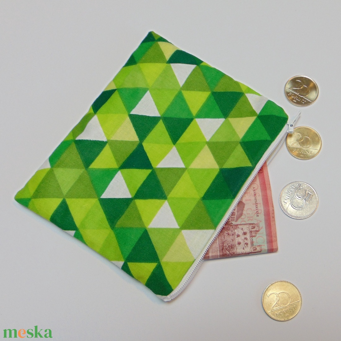Pénztárca / zöld - fehér háromszög mintás - táska & tok - pénztárca & más tok - aprópénztartó - Meska.hu Pénztárca / zöld - fehér háromszög mintás - táska & tok - pénztárca & más tok - aprópénztartó - Meska.hu