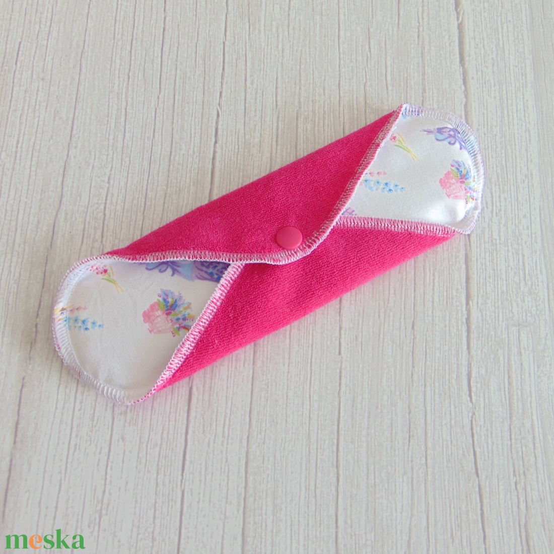 LARA mosható betét 23 cm / Pink frottír : levendulás - szépségápolás - intim higiénia - intimbetét - Meska.hu