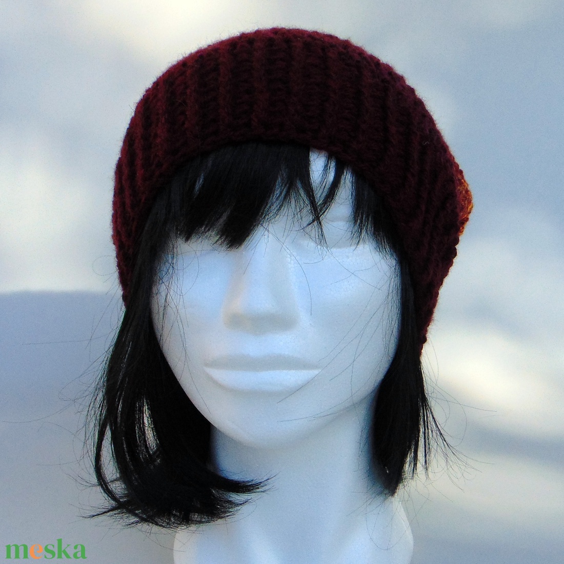 Bordó színátmenetes slouchy fazonú női sapka /  horgolt sapka  - ruha & divat - sál, sapka, kendő - sapka - Meska.hu