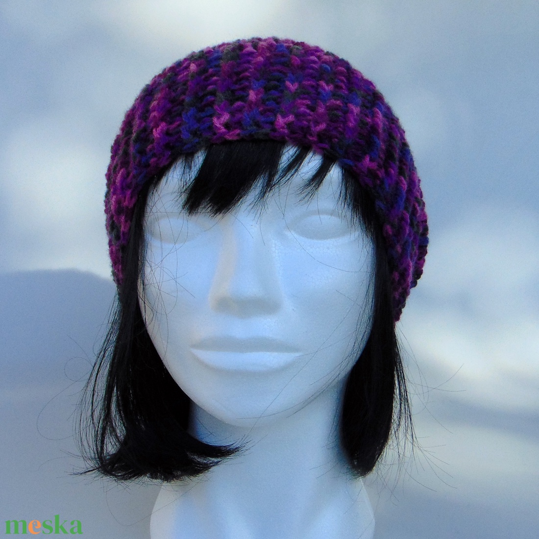 Lila színátmenetes slouchy fazonú női sapka /  horgolt sapka  - ruha & divat - sál, sapka, kendő - sapka - Meska.hu