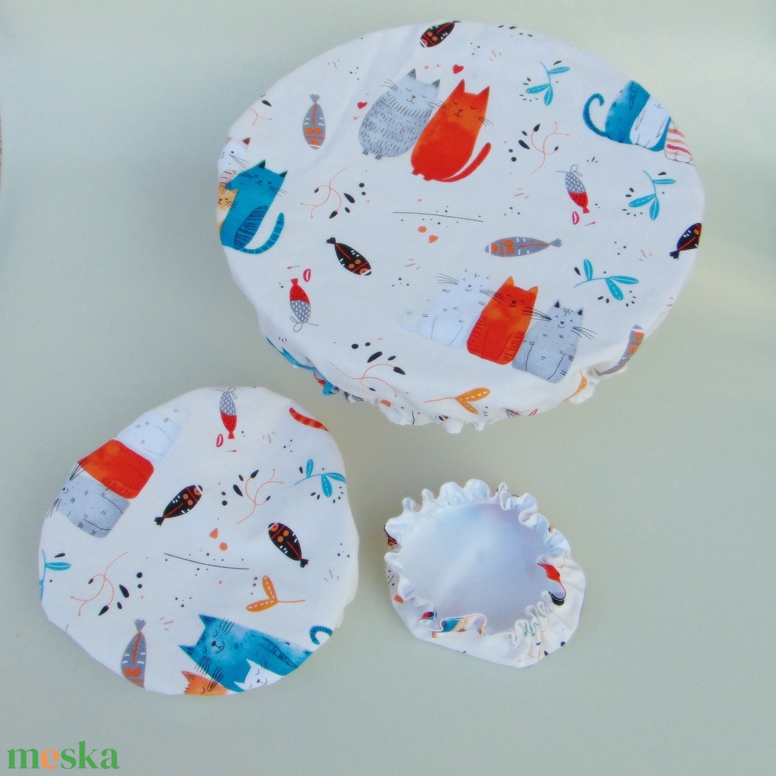 Mosható textil edényfedő szett (3 db/ cs) / Cicák - otthon & életmód - konyhafelszerelés, tálalás - konyhai textil - edényfogó & edényfedő - Meska.hu