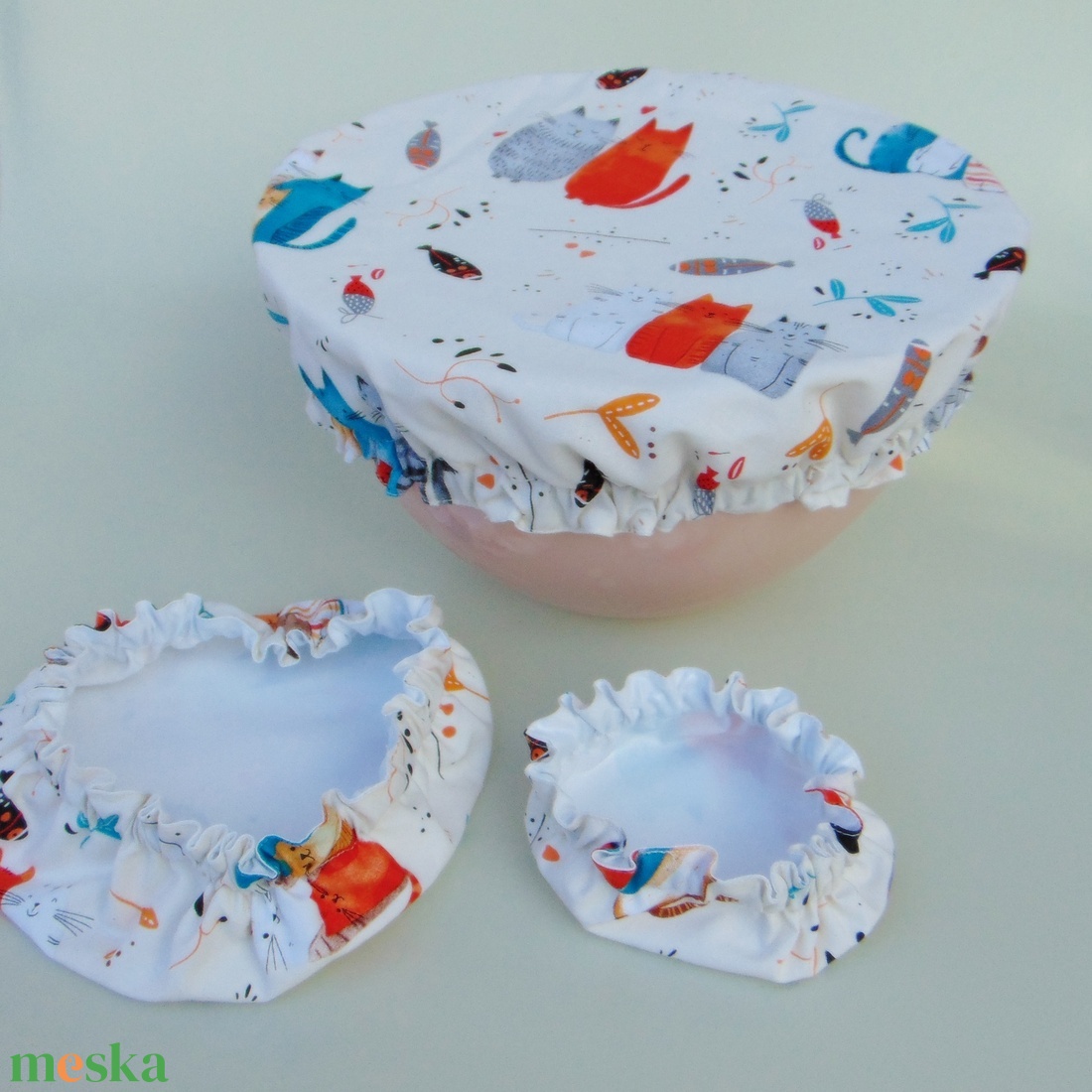 Mosható textil edényfedő szett (3 db/ cs) / Cicák - otthon & életmód - konyhafelszerelés, tálalás - konyhai textil - edényfogó & edényfedő - Meska.hu