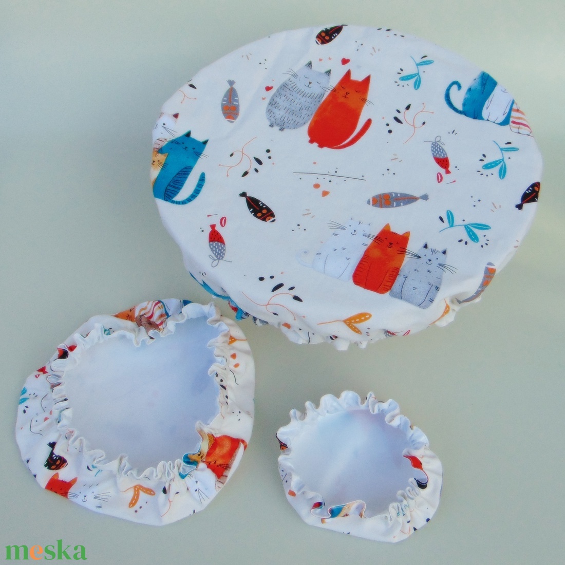 Mosható textil edényfedő szett (3 db/ cs) / Cicák - otthon & életmód - konyhafelszerelés, tálalás - konyhai textil - edényfogó & edényfedő - Meska.hu
